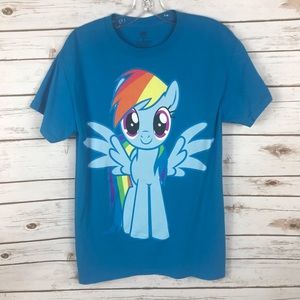 MY LITTLE PONY TEE T-SHIRT BLUE RAINBOW SIZE S